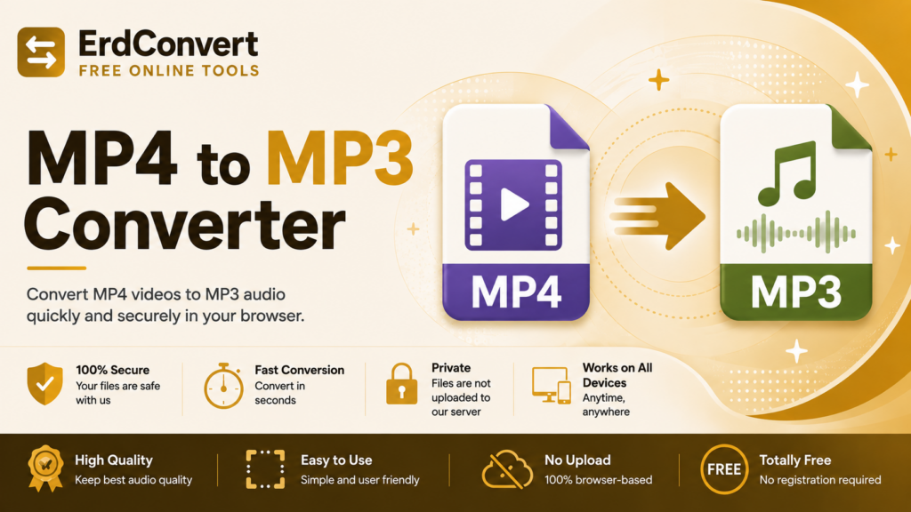 “MP4 to MP3 Converter – Convert MP4 videos to MP3 audio online quickly, securely, and for free with ErdConvert.”